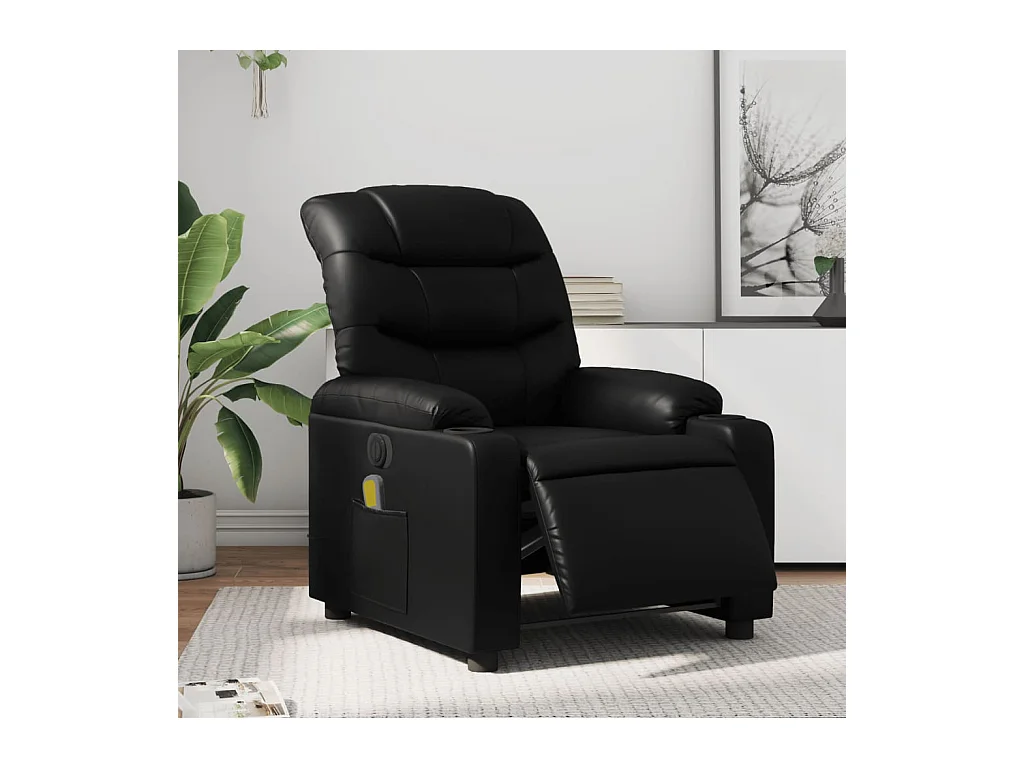 Fauteuil de massage inclinable électrique noir similicuir REO36657