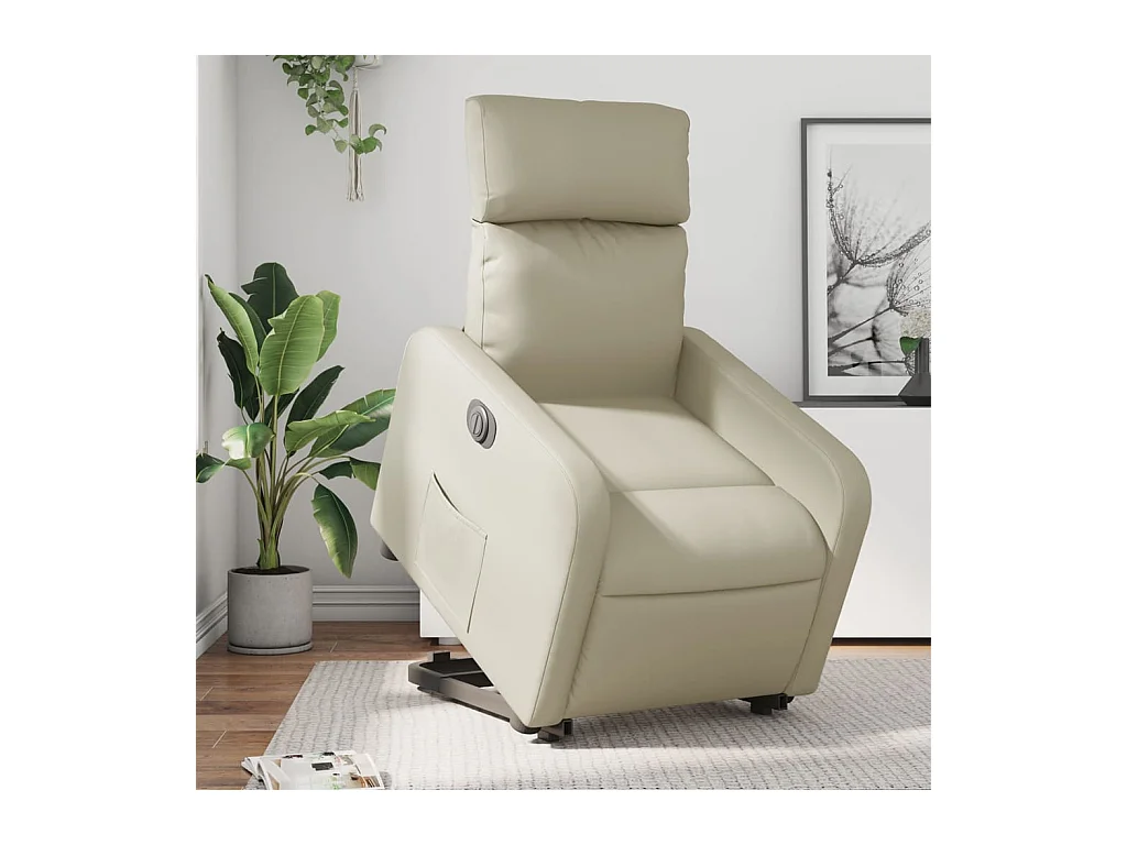 Fauteuil inclinable électrique crème similicuir REO59904