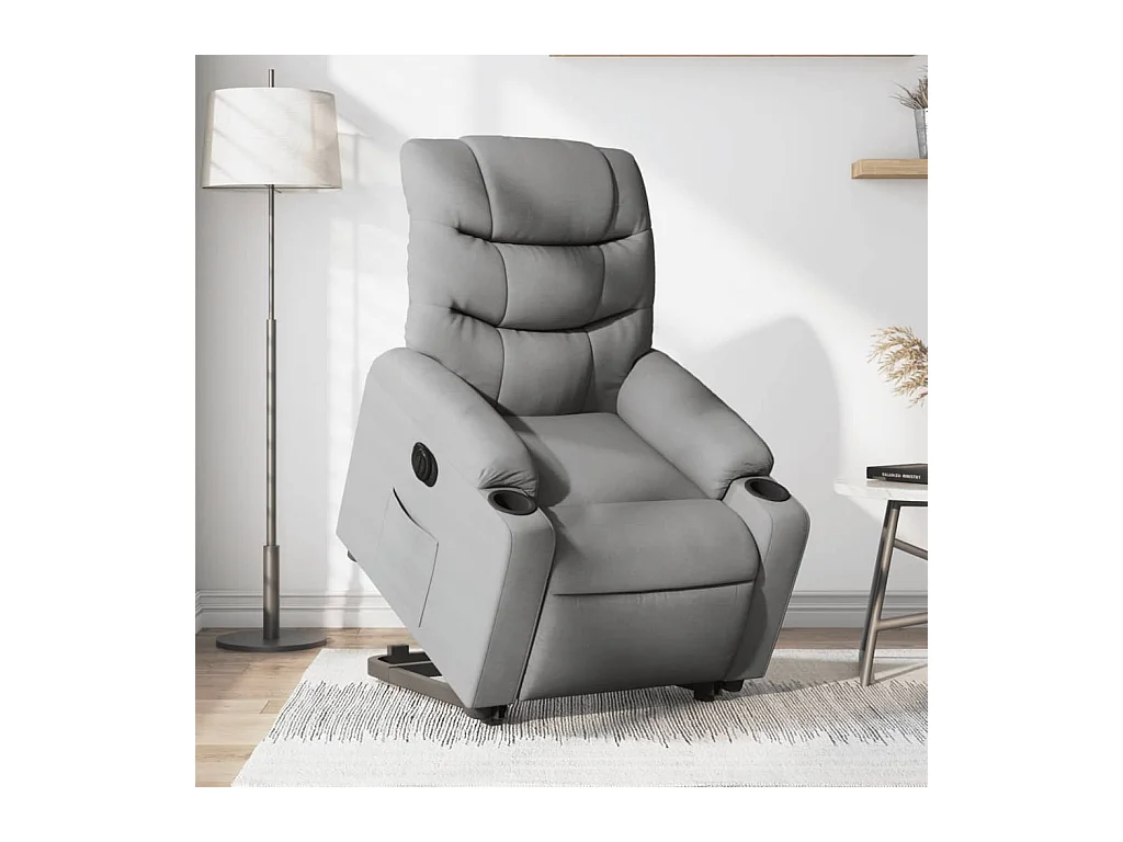 Fauteuil inclinable électrique gris clair tissu REO89634