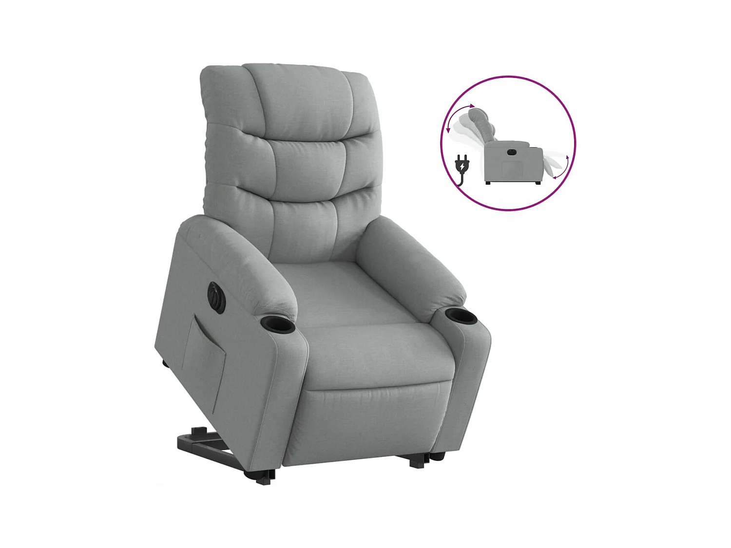Fauteuil inclinable électrique gris clair tissu REO89634