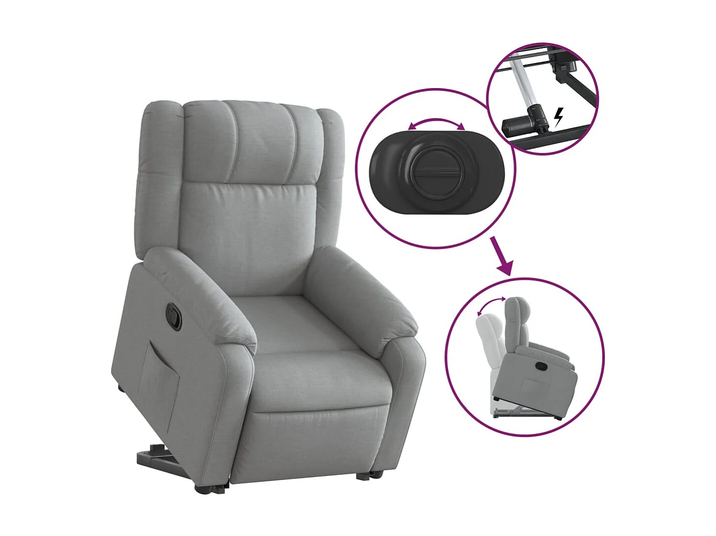 Fauteuil inclinable Gris clair Tissu REO79250