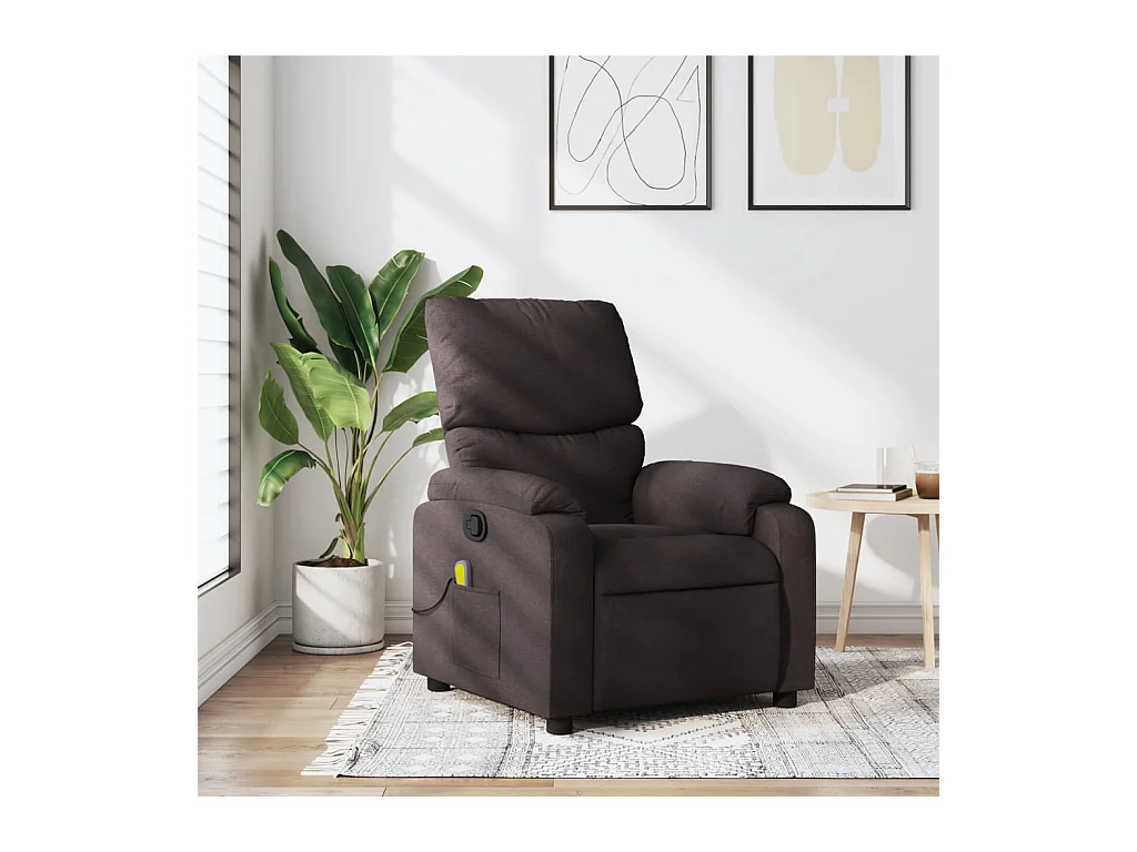 Fauteuil de massage inclinable Marron foncé Tissu REO62563