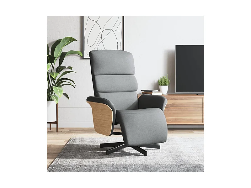 Sillón reclinable con reposapiés tela gris claro YOE89411
