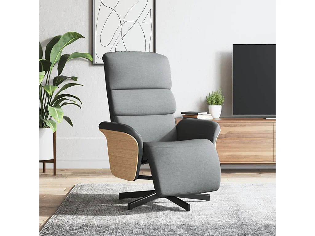 Sillón reclinable con reposapiés tela gris claro YOE89411