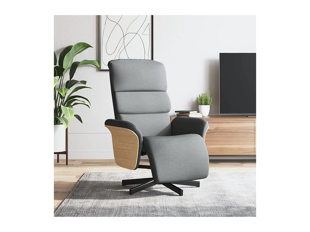 Fauteuil inclinable avec repose-pieds gris clair tissu REO10060