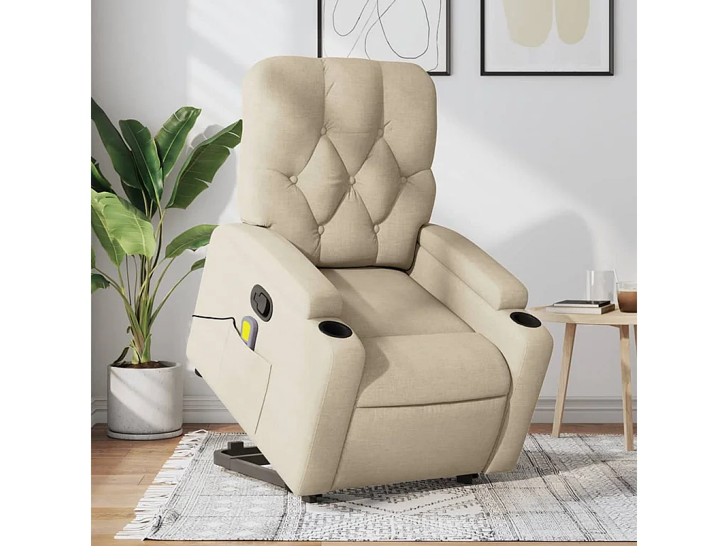 Fauteuil inclinable de massage Crème Tissu REO72803