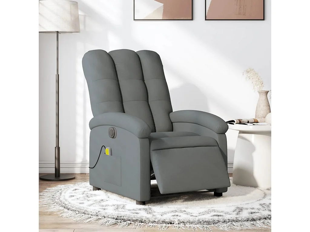 Fauteuil inclinable de massage électrique gris foncé tissu REO44960