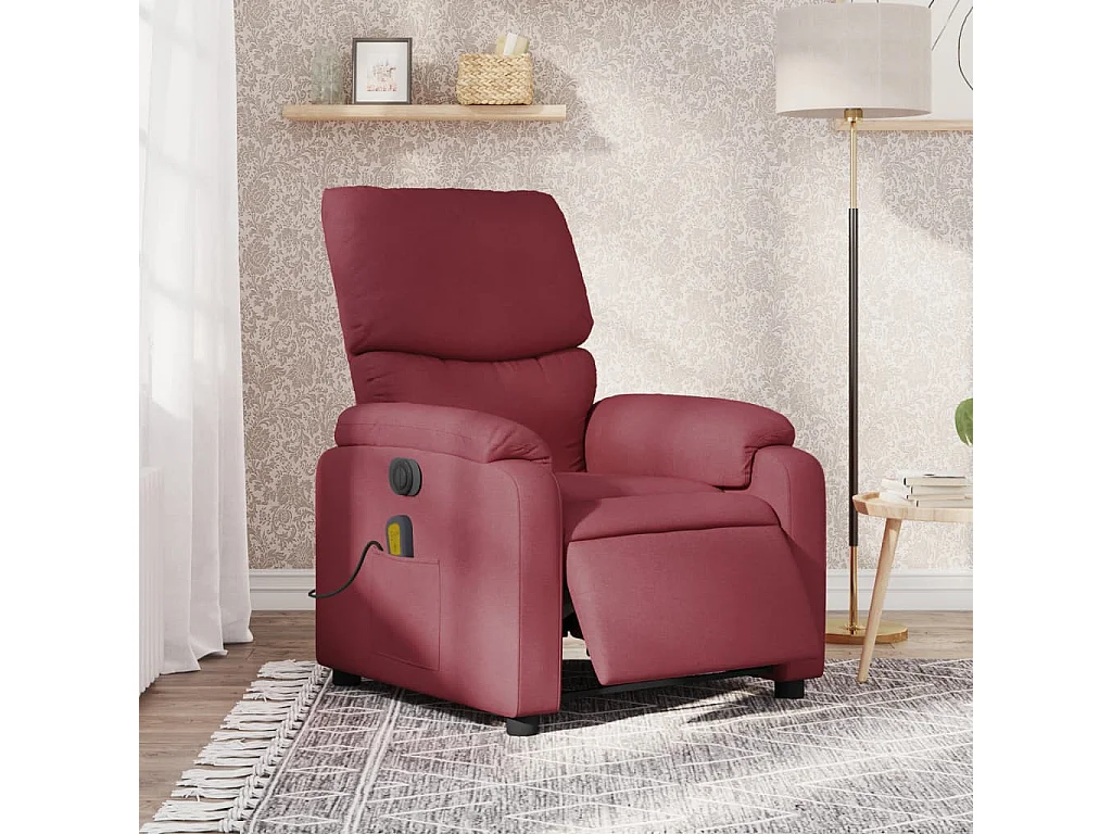 Fauteuil de massage inclinable électrique Rouge bordeaux Tissu REO15852