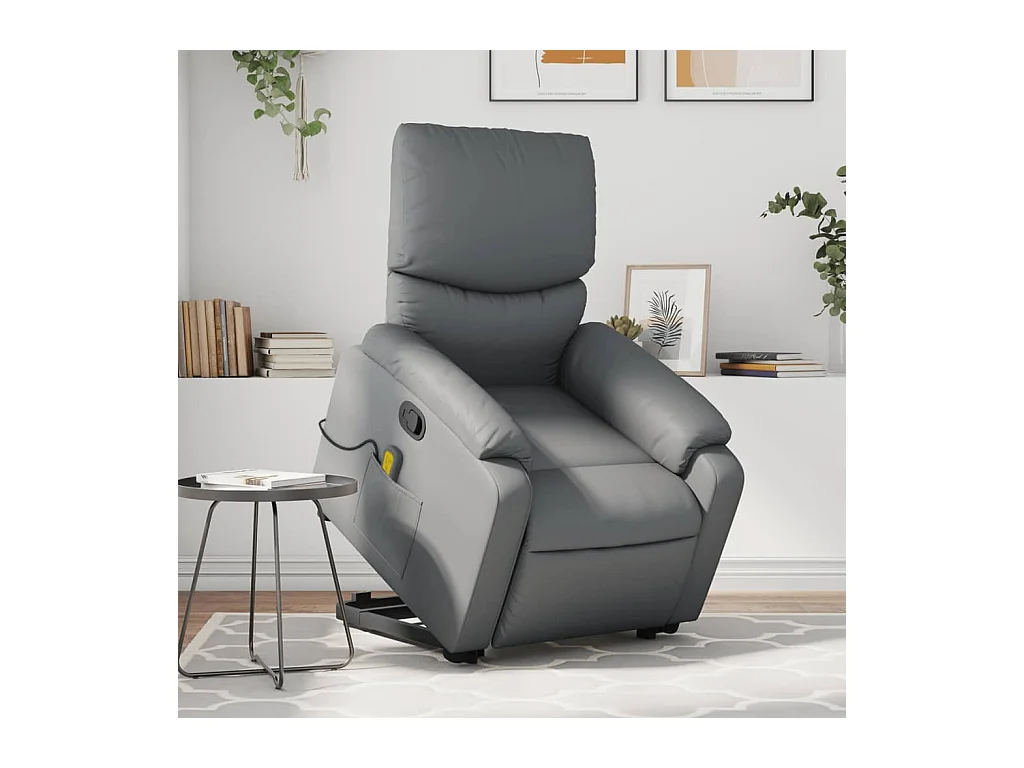 Fauteuil inclinable de massage Gris Similicuir REO52942