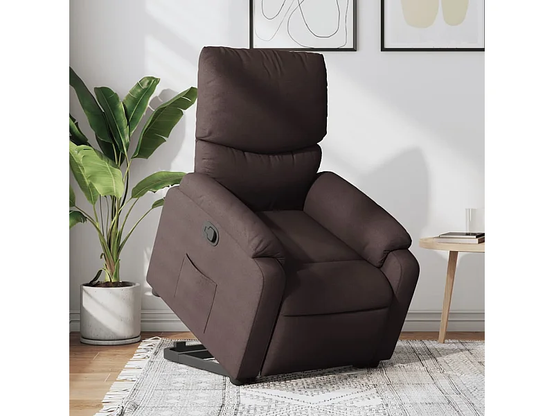 Fauteuil inclinable marron foncé tissu REO86056