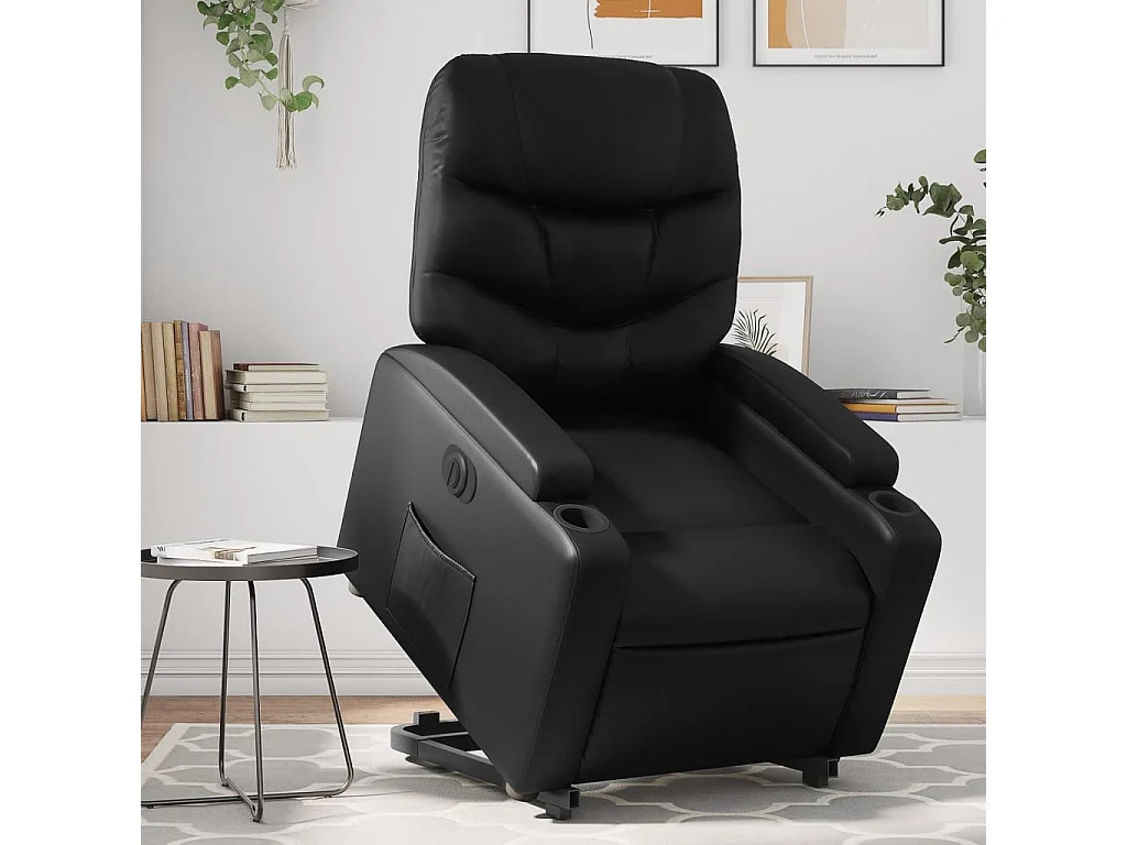 Fauteuil inclinable électrique noir similicuir REO75551