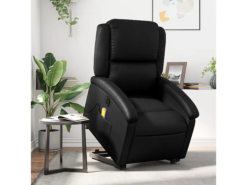 Fauteuil inclinable de massage électrique noir similicuir REO21832