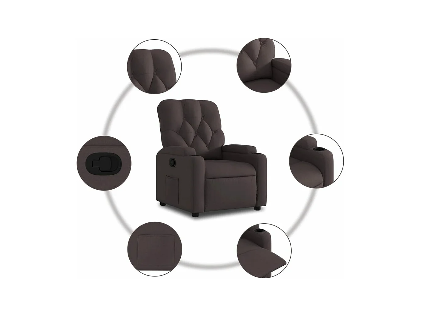 Fauteuil inclinable Marron foncé Tissu REO26475
