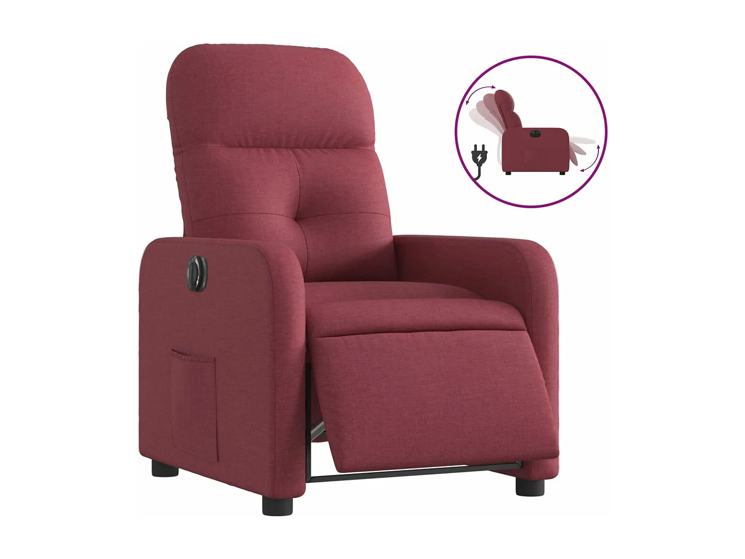 Fauteuil inclinable électrique Rouge bordeaux Tissu REO14212