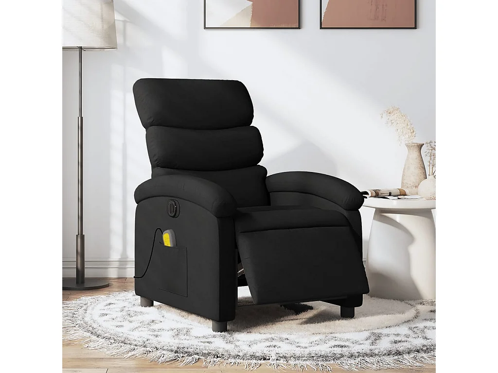 Fauteuil de massage inclinable électrique Noir Tissu REO56513