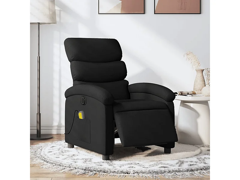 Fauteuil de massage inclinable électrique Noir Tissu REO56513