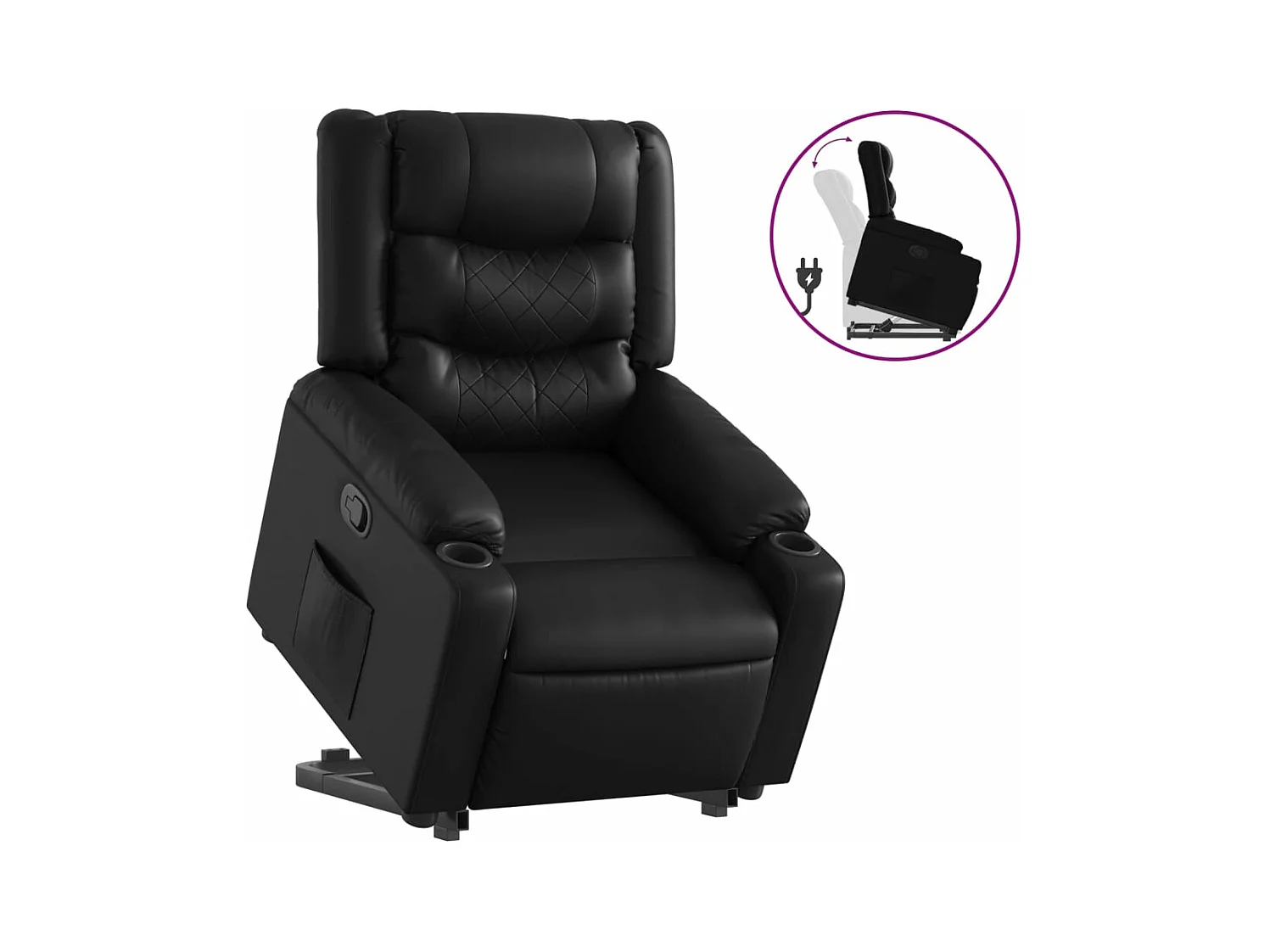 Relaxsessel | Fernsehsessel mit Aufstehhilfe Schwarz Kunstleder -gkd736859