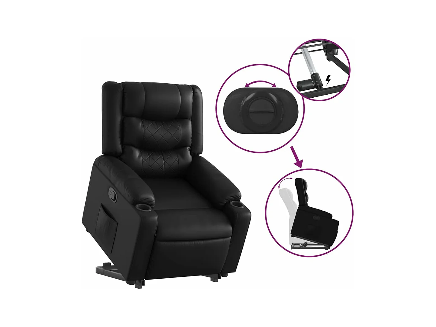 Relaxsessel | Fernsehsessel mit Aufstehhilfe Schwarz Kunstleder -gkd736859
