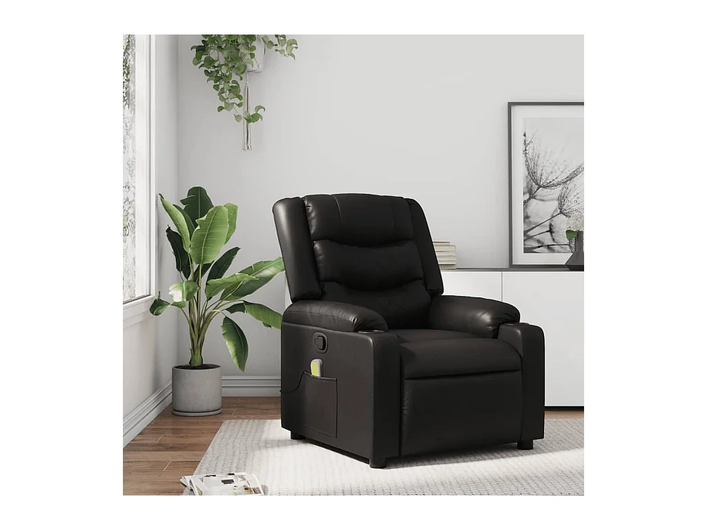Fauteuil de massage inclinable Noir Similicuir REO53344