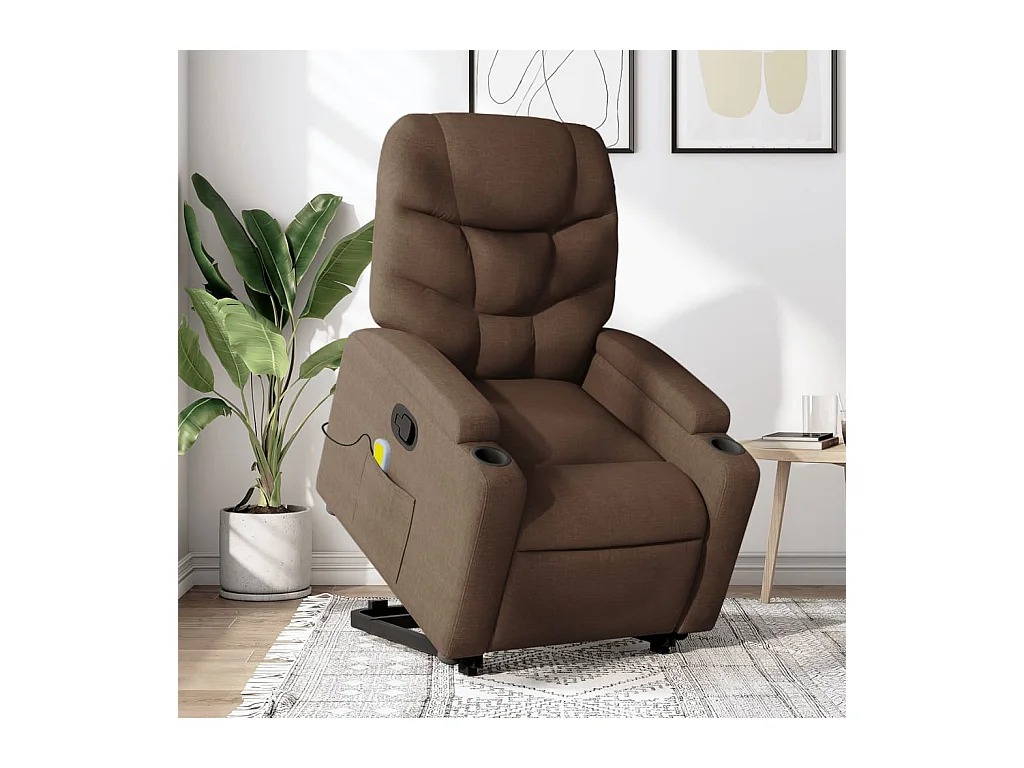 Fauteuil de massage inclinable Marron Tissu REO66395