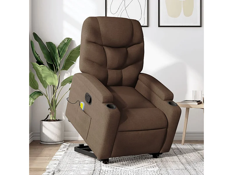 Fauteuil de massage inclinable Marron Tissu REO66395