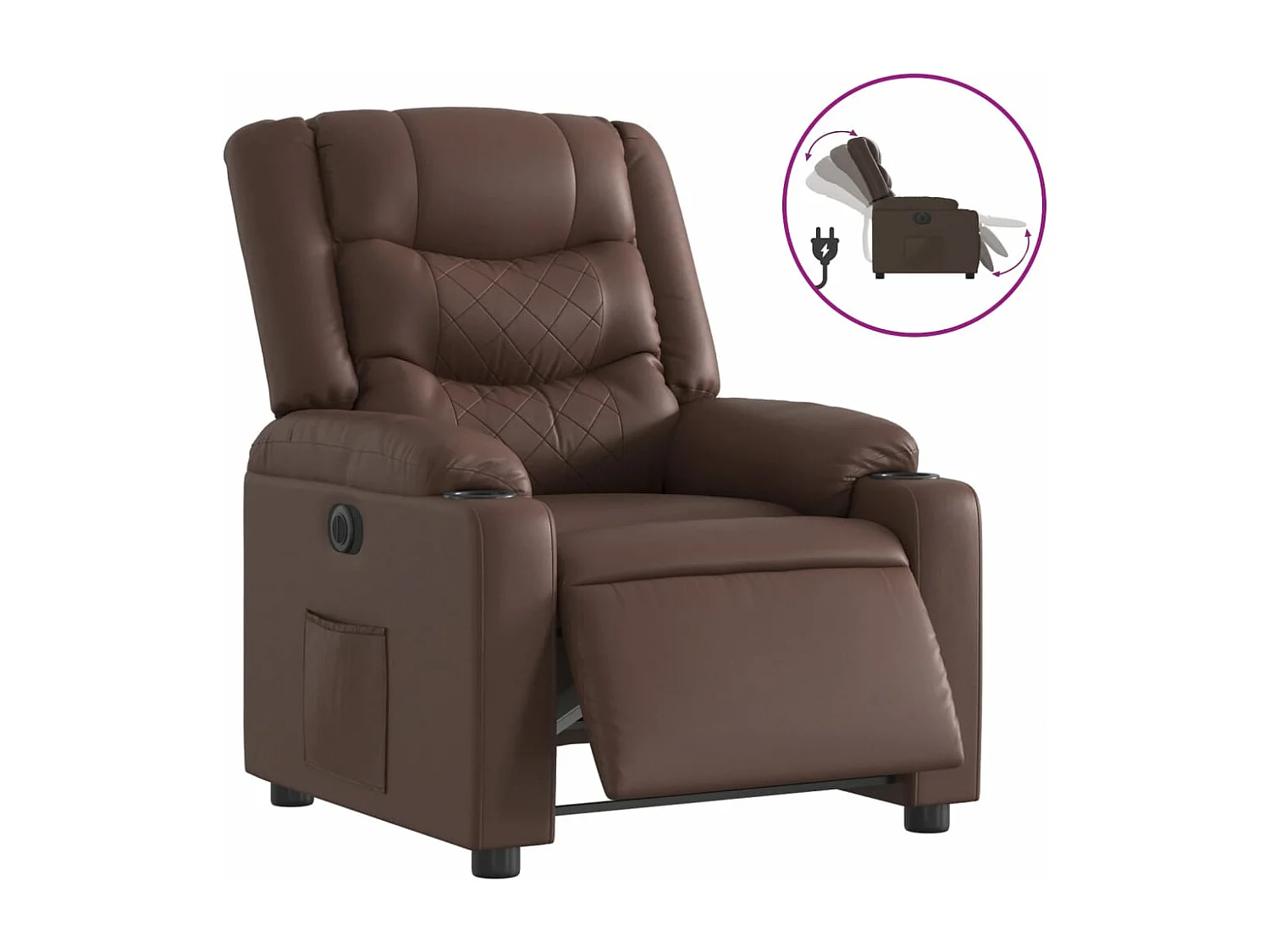 Fauteuil inclinable électrique Marron Similicuir REO78176