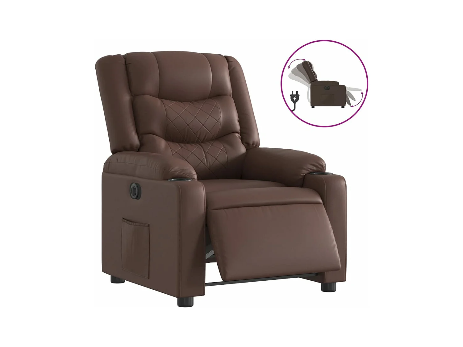 Elektrischer Relaxsessel | Massagesessel Braun Kunstleder -gkd220790