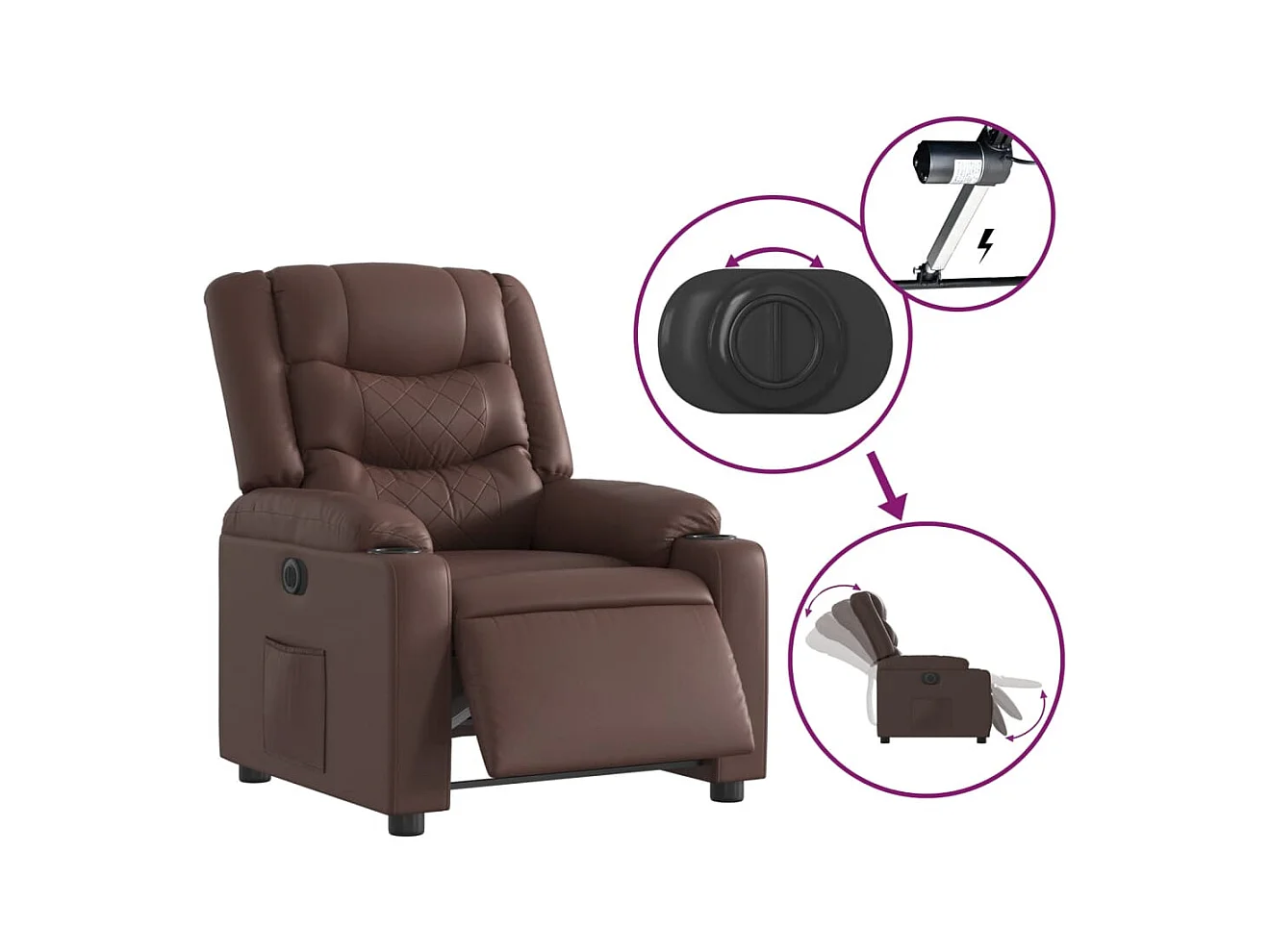 Elektrischer Relaxsessel | Massagesessel Braun Kunstleder -gkd220790