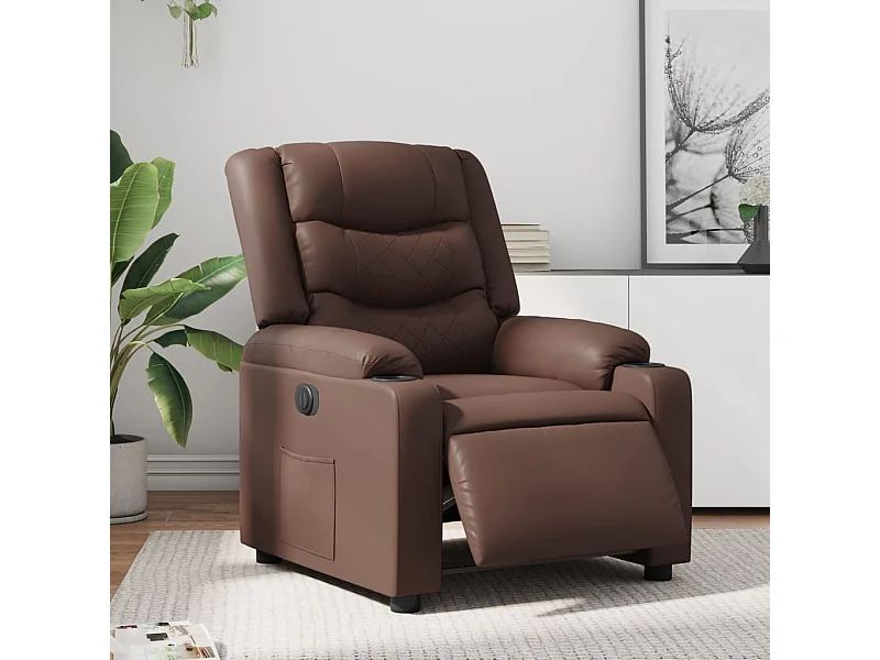 Fauteuil inclinable électrique Marron Similicuir REO78176