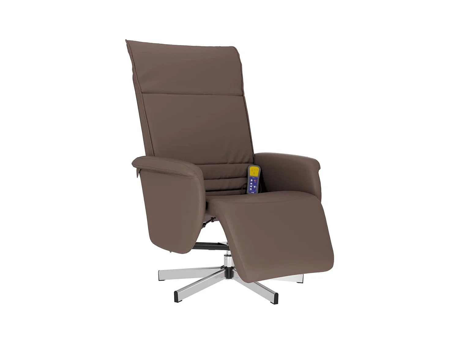 Fauteuil inclinable de massage repose-pieds marron similicuir REO56233