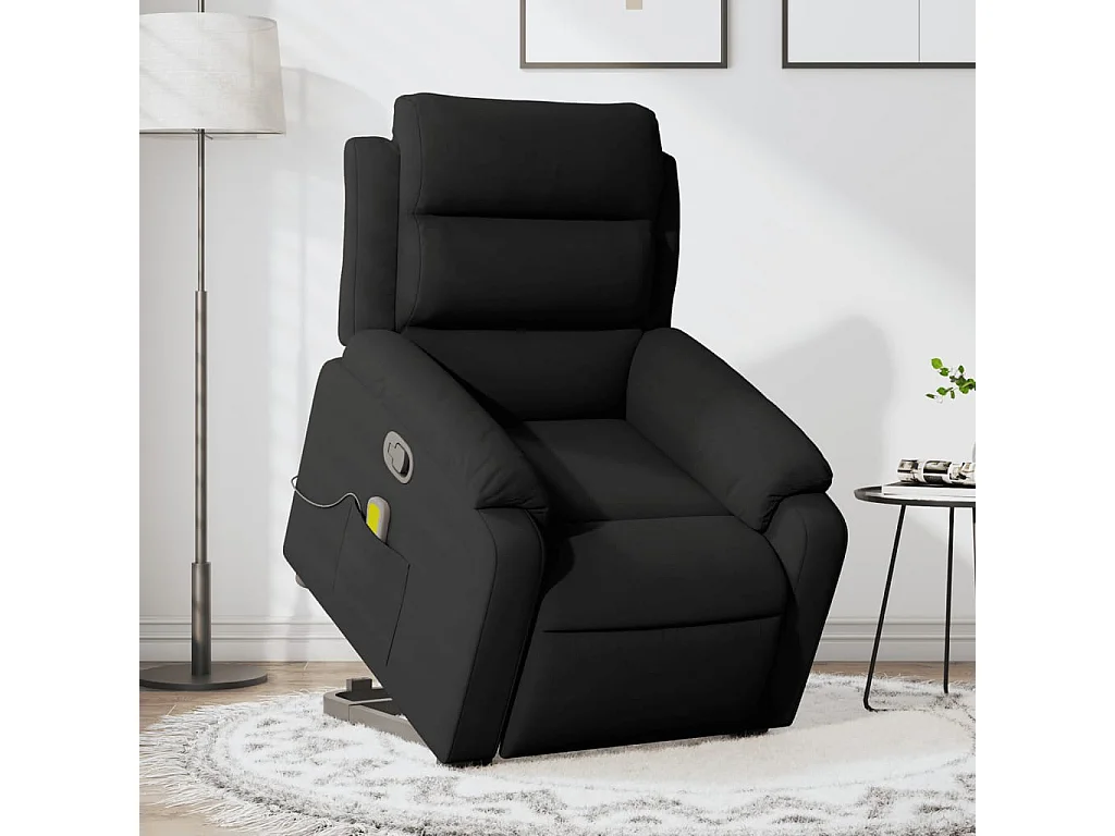 Sillón reclinable de masaje elevable terciopelo negro YOE64404