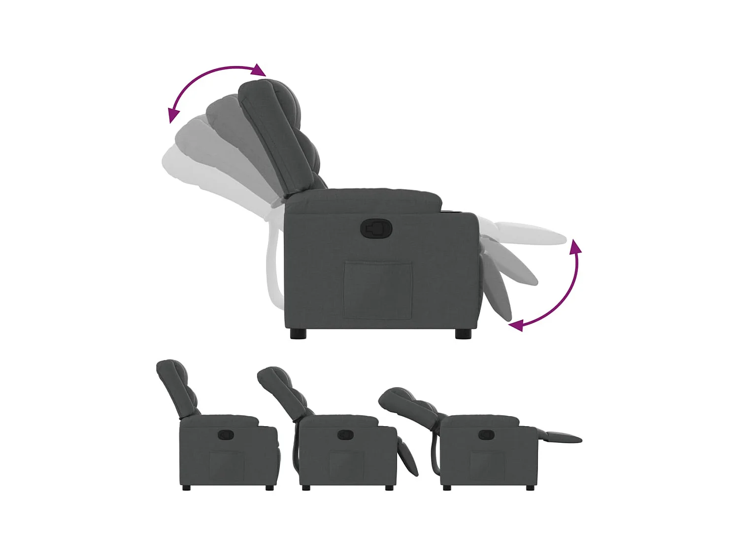 Fauteuil verstelbaar stof donkergrijs BE465240