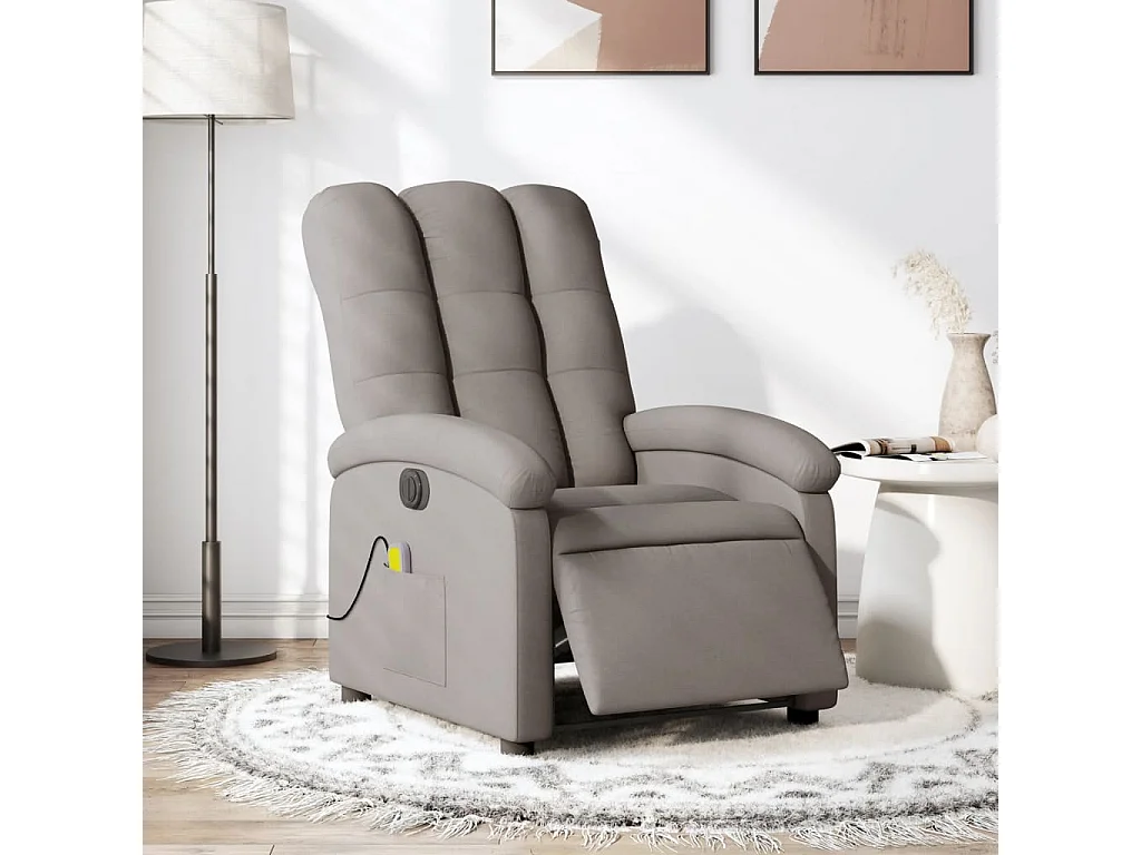 Fauteuil de massage inclinable électrique Taupe Tissu REO77852