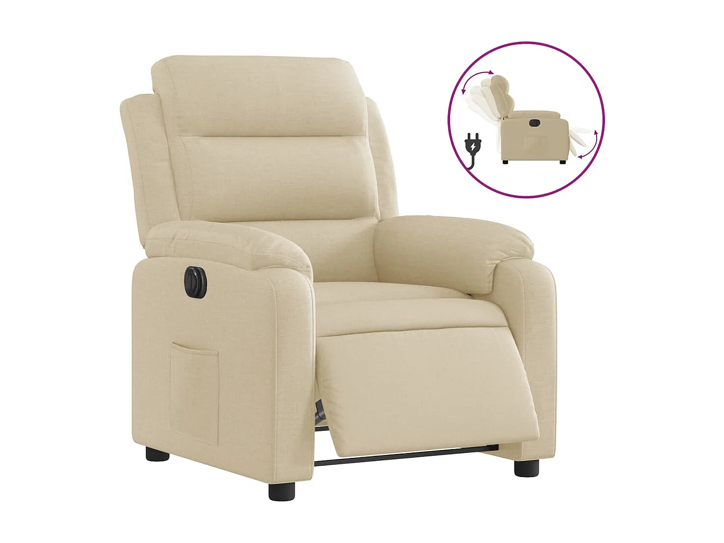 Sillón reclinable eléctrico de tela crema YOE31069