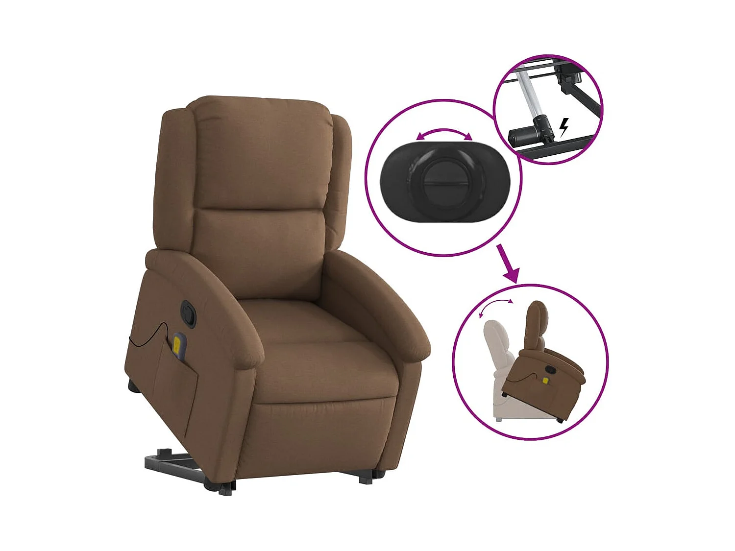 Fauteuil de massage inclinable Marron Tissu REO60375