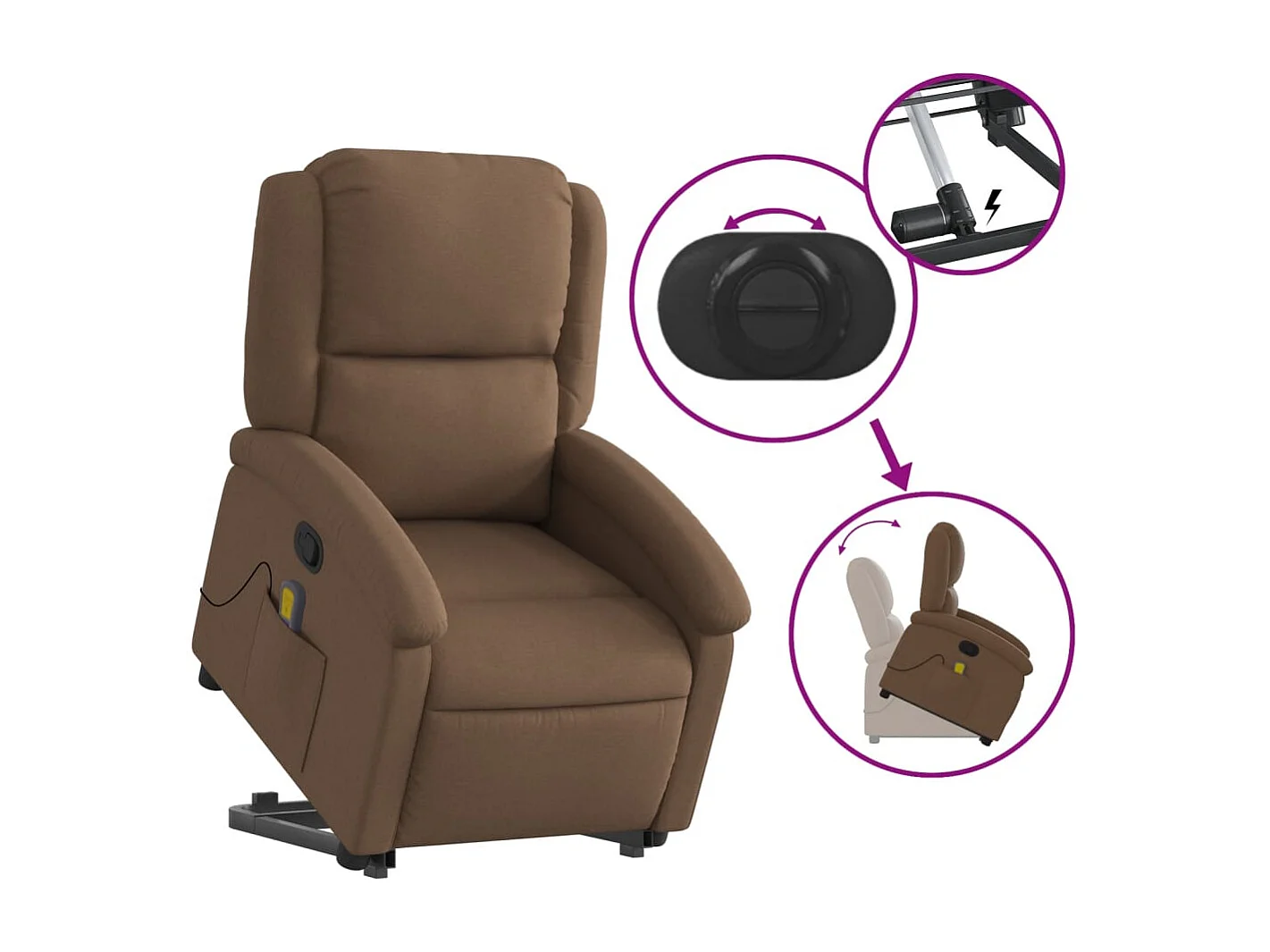 Fauteuil de massage inclinable Marron Tissu REO60375