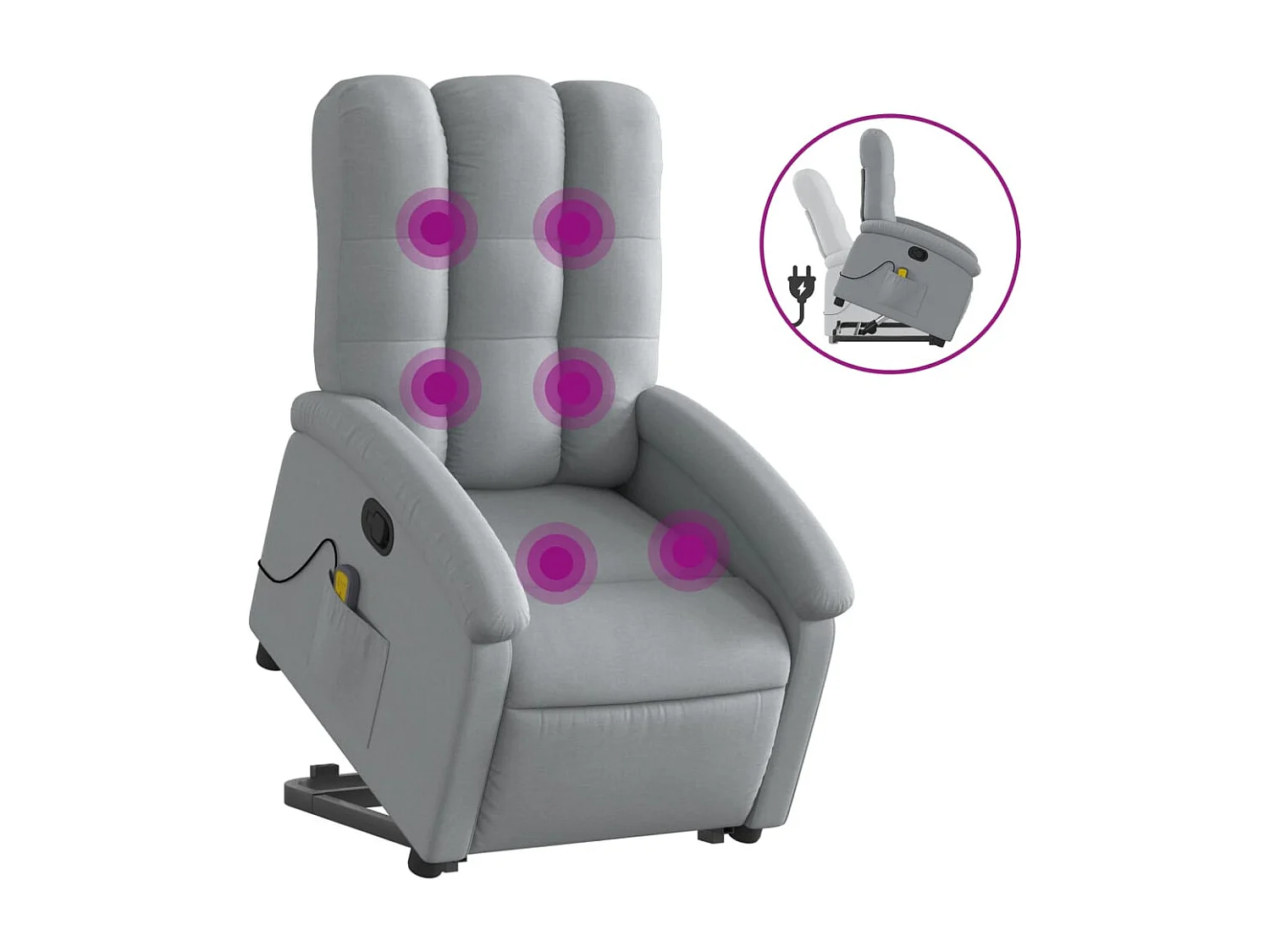 Fauteuil de massage inclinable Gris clair Tissu REO20229