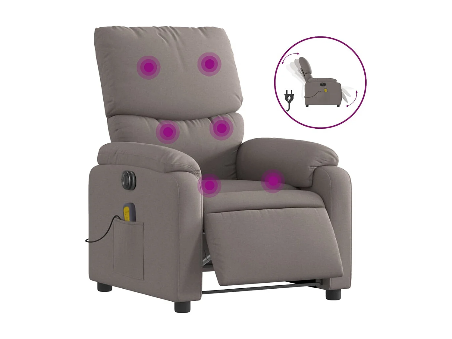 Sillón reclinable de masaje eléctrico tela gris taupe YOE70793