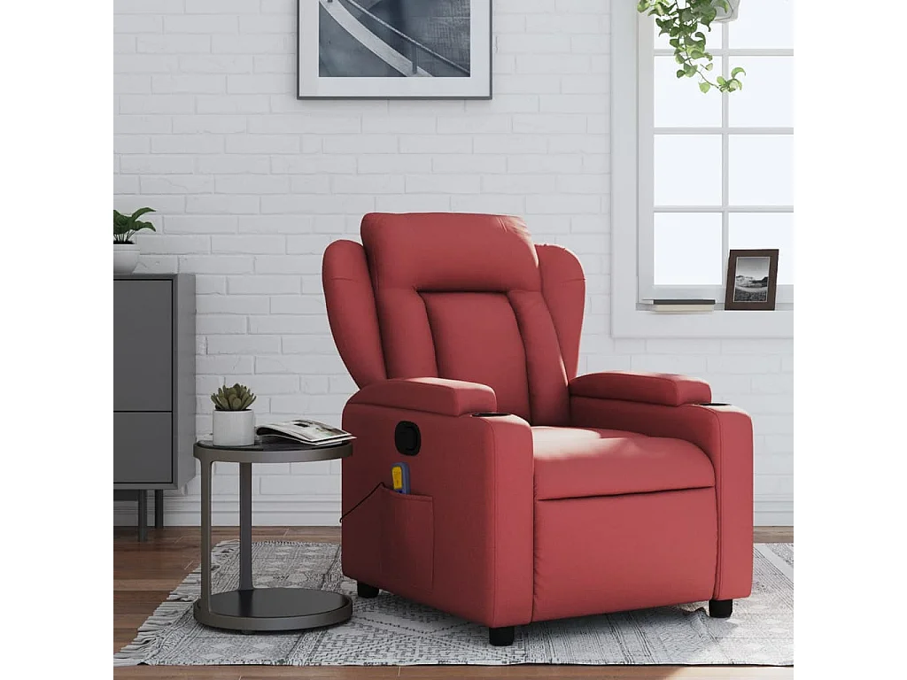 Fauteuil de massage inclinable Rouge bordeaux Similicuir REO34871