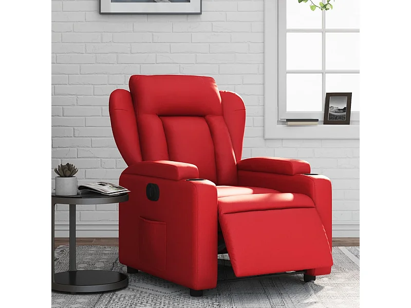 Sillón reclinable eléctrico de cuero sintético rojo ES509650