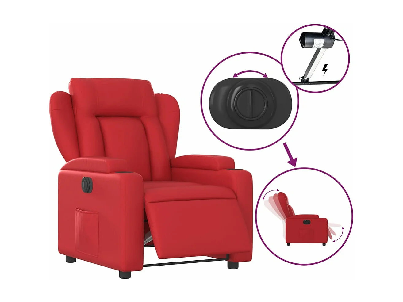Fauteuil inclinable électrique Rouge Similicuir REO13719