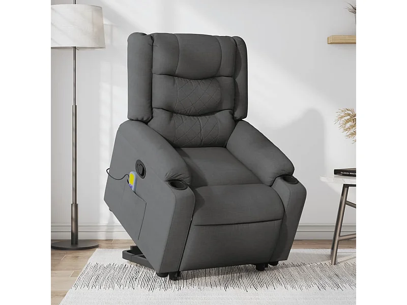 Silla de masaje reclinable de pie de tela gris oscuro YOE60392