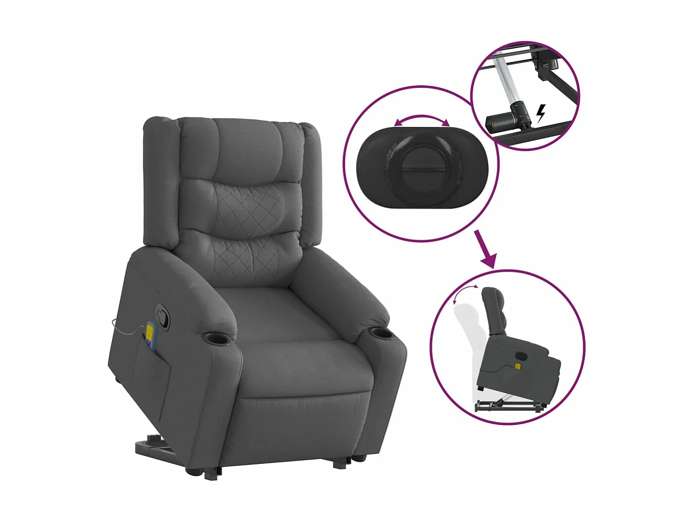 Silla de masaje reclinable de pie de tela gris oscuro YOE60392