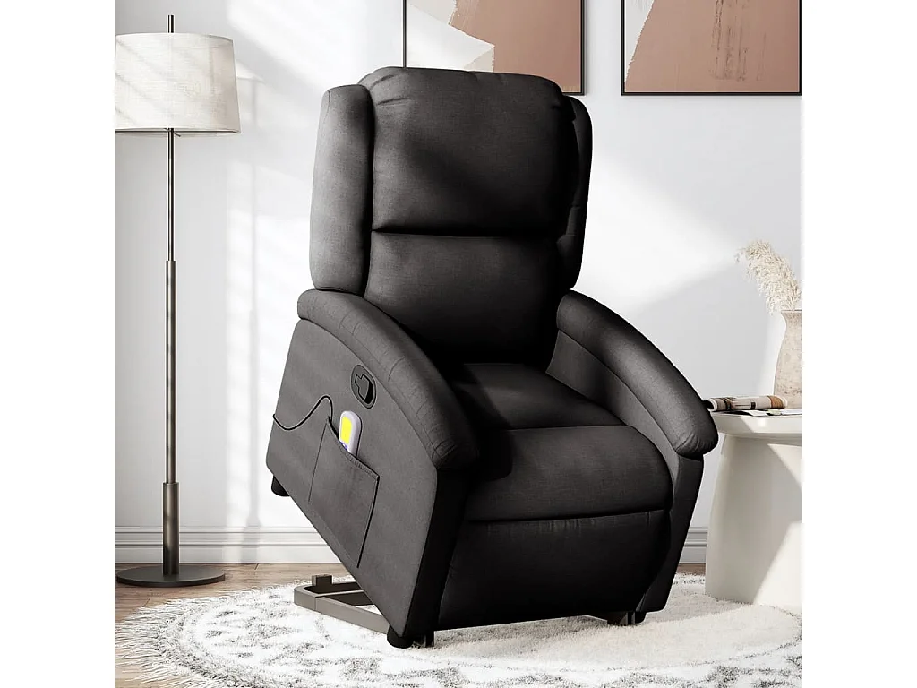 Sillón reclinable de masaje elevable tela negro YOE53313