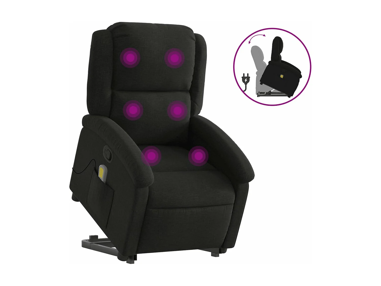 Sillón reclinable de masaje elevable tela negro YOE53313