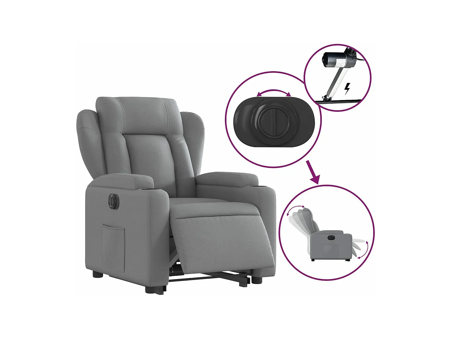Relaxsessel | Fernsehsessel mit Aufstehhilfe Elektrisch Hellgrau Stoff -gkd698771