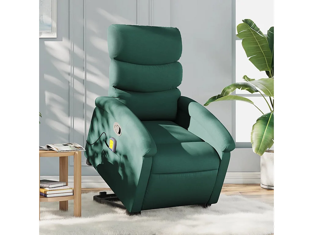 Silla de masaje reclinable de pie de tela verde oscura YOE40837