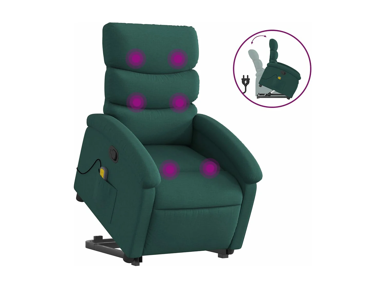 Silla de masaje reclinable de pie de tela verde oscura YOE40837