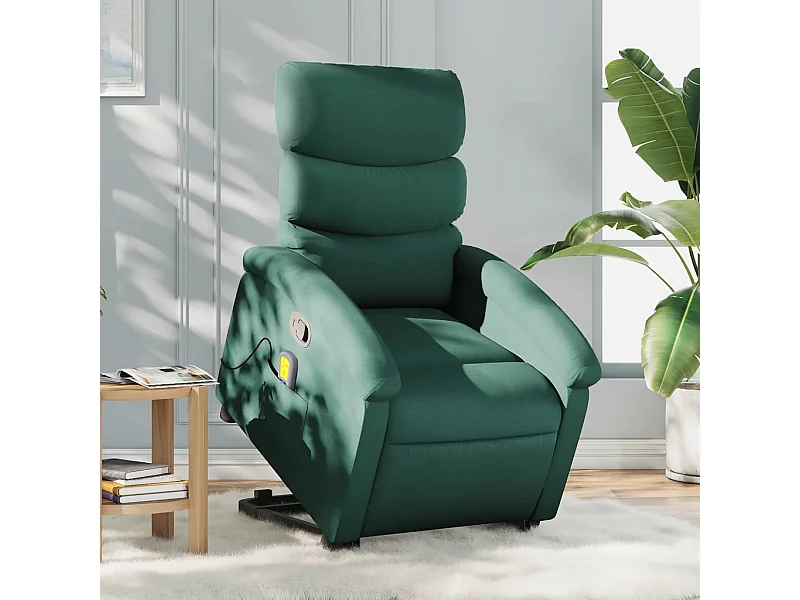 Silla de masaje reclinable de pie de tela verde oscura YOE40837