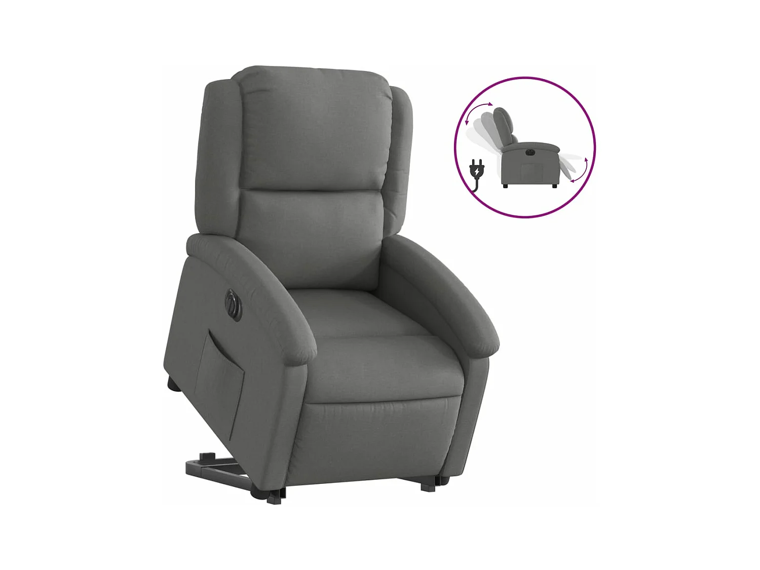 Fauteuil inclinable électrique gris foncé tissu REO23598
